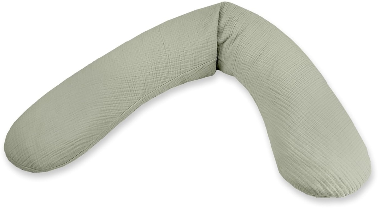 Theraline Ersatzbezug für Das Original Schwangerschaftskissen & Stillkissen, Stillkissen Bezug 190 cm, Musselin aus 100% Baumwolle, Farbe: Salbei Bild 1