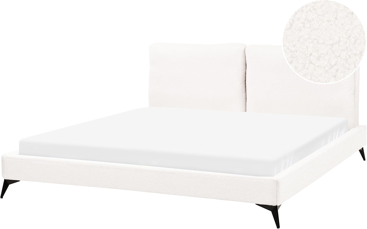 Bett mit Lattenrost Bouclé MELLE 180 x 200 cm Cremeweiß Bild 1
