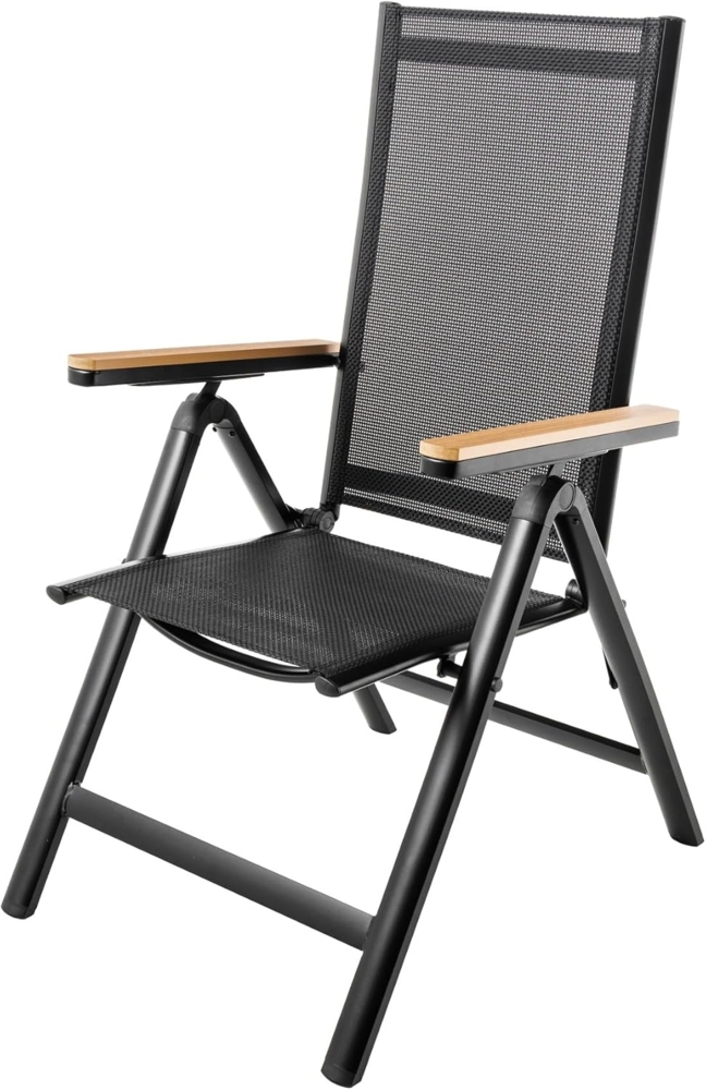 riess-ambiente Gartenstuhl DESIGNO anthrazit / natur · wetterfester klappbarer Hochlehner (Einzelartikel, 1 St), Balkonstuhl mit verstellbarer Rückenlehne · aus Aluminium & Polyester Bild 1