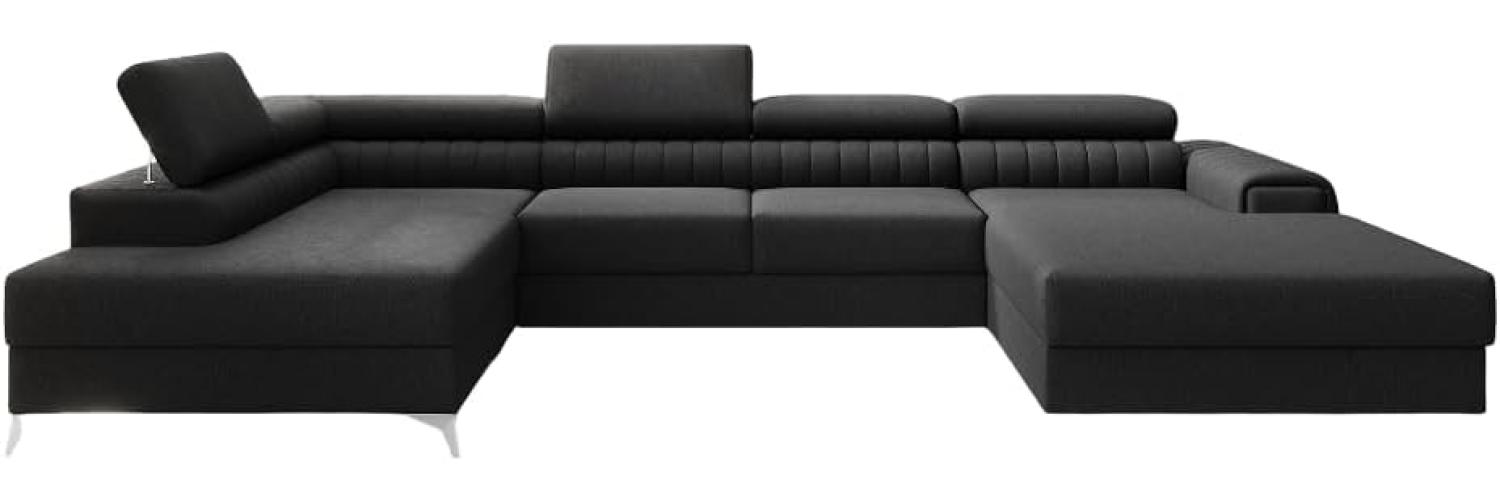 Designer Sofa Collina mit Schlaf- und Klappfunktion Stoff Schwarz Links Bild 1