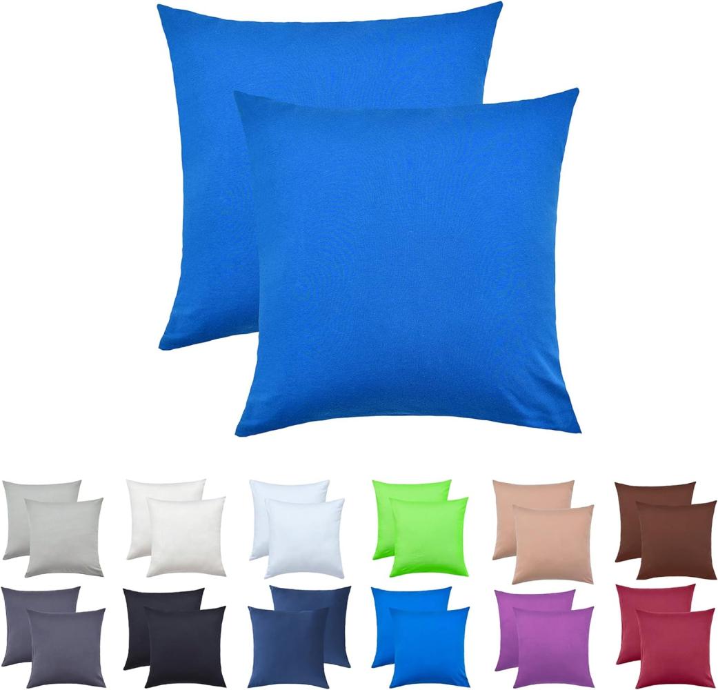 NatureMark 2er Pack Jersey Kissenbezug Kissenhülle Kissenbezüge Seitenschläferkissen Nackenkissen viele Größen und Farben ÖKO-TEX (80 x 80 cm, Royal blau) Bild 1