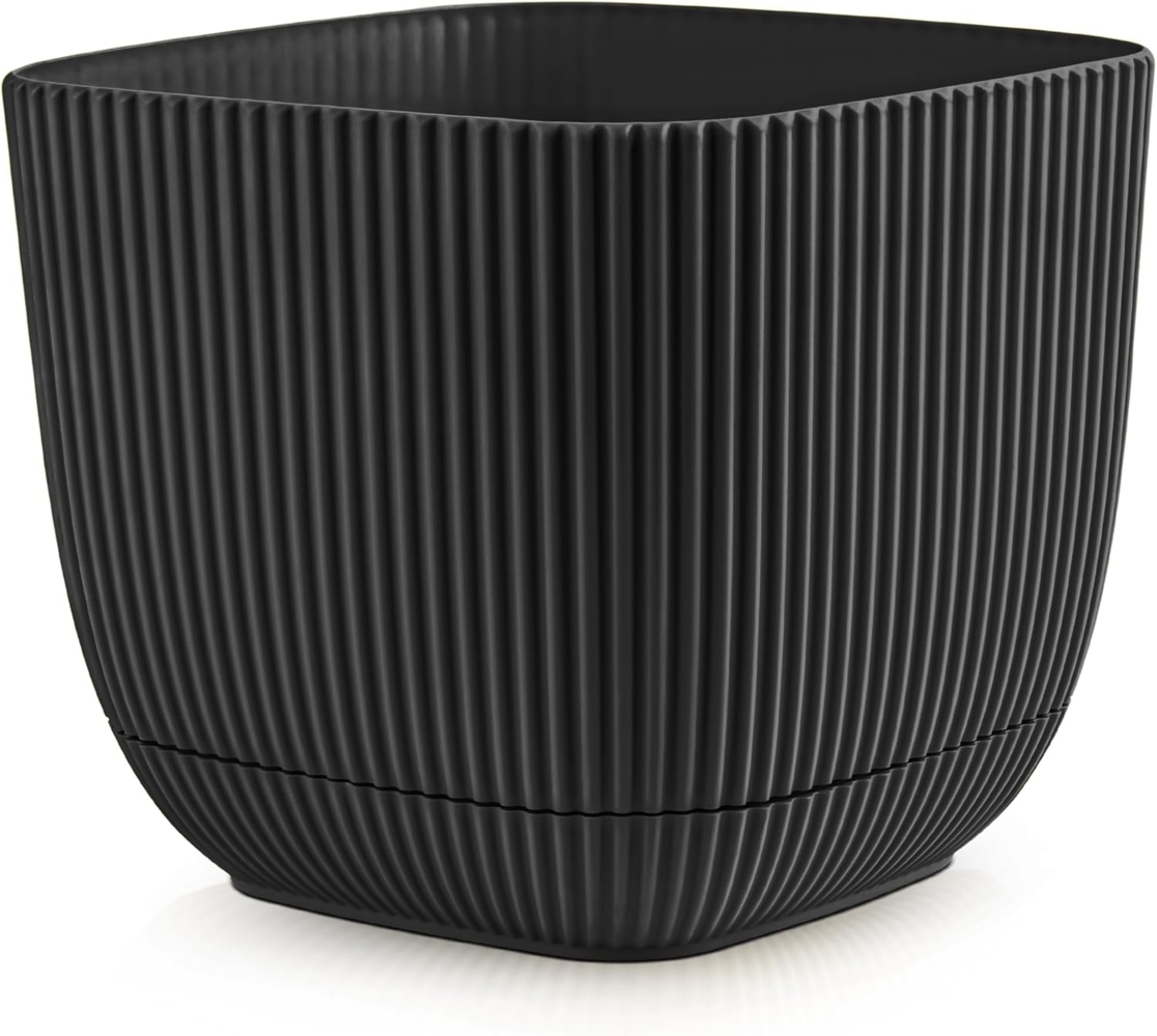 KONZEPT Blumentopf Blumentopf mit Untersetzer, Übertopf Kunststoff, 2IN1 – Der fest integrierte Untersetzer sammelt überschüssiges Wasser Bild 1