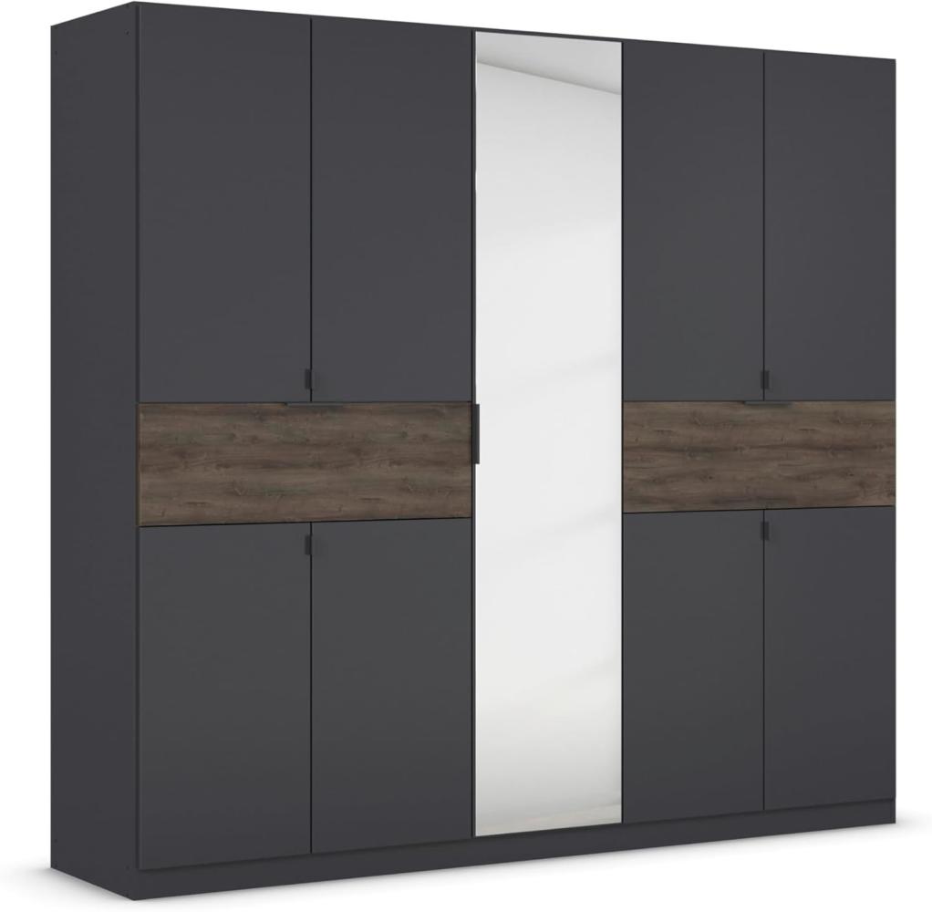 rauch Kleiderschrank, Drehtürenschrank TICAO, 9-türig, 1 Spiegeltüre, 2 Schubkästen, inkl. Türdämpferset, Grau metallic/Atlantik Oak dunkel, 226x210x54cm Bild 1