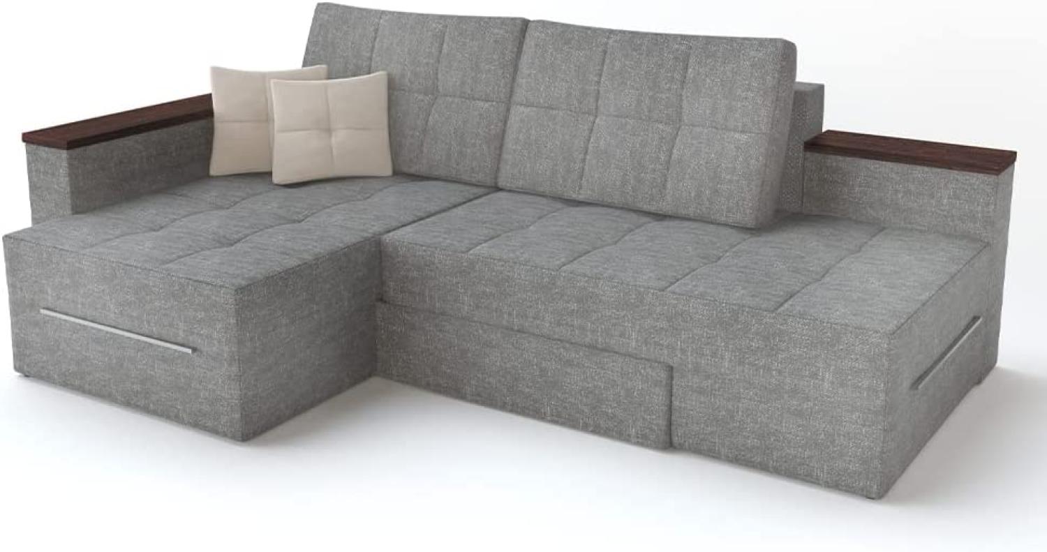 Ecksofa mit Schlaffunktion 240x160cm Grau Links Bild 1