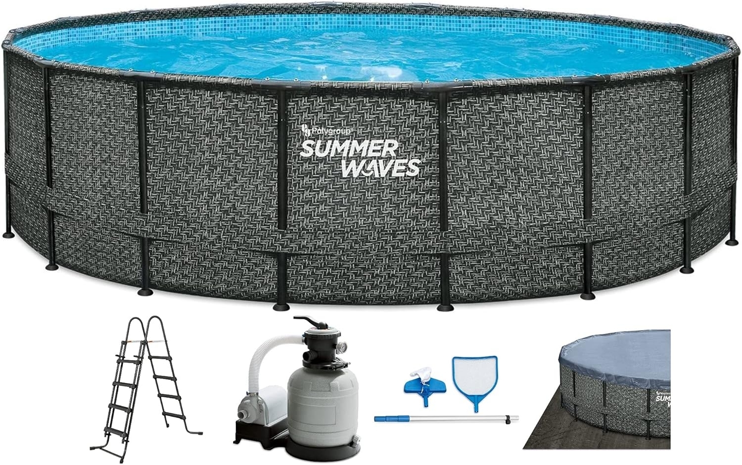 SUMMER WAVES Framepool TW25-P4A0185210EU Frame Elite Pool Dark Herringbone 549 x 132 cm Bild 1