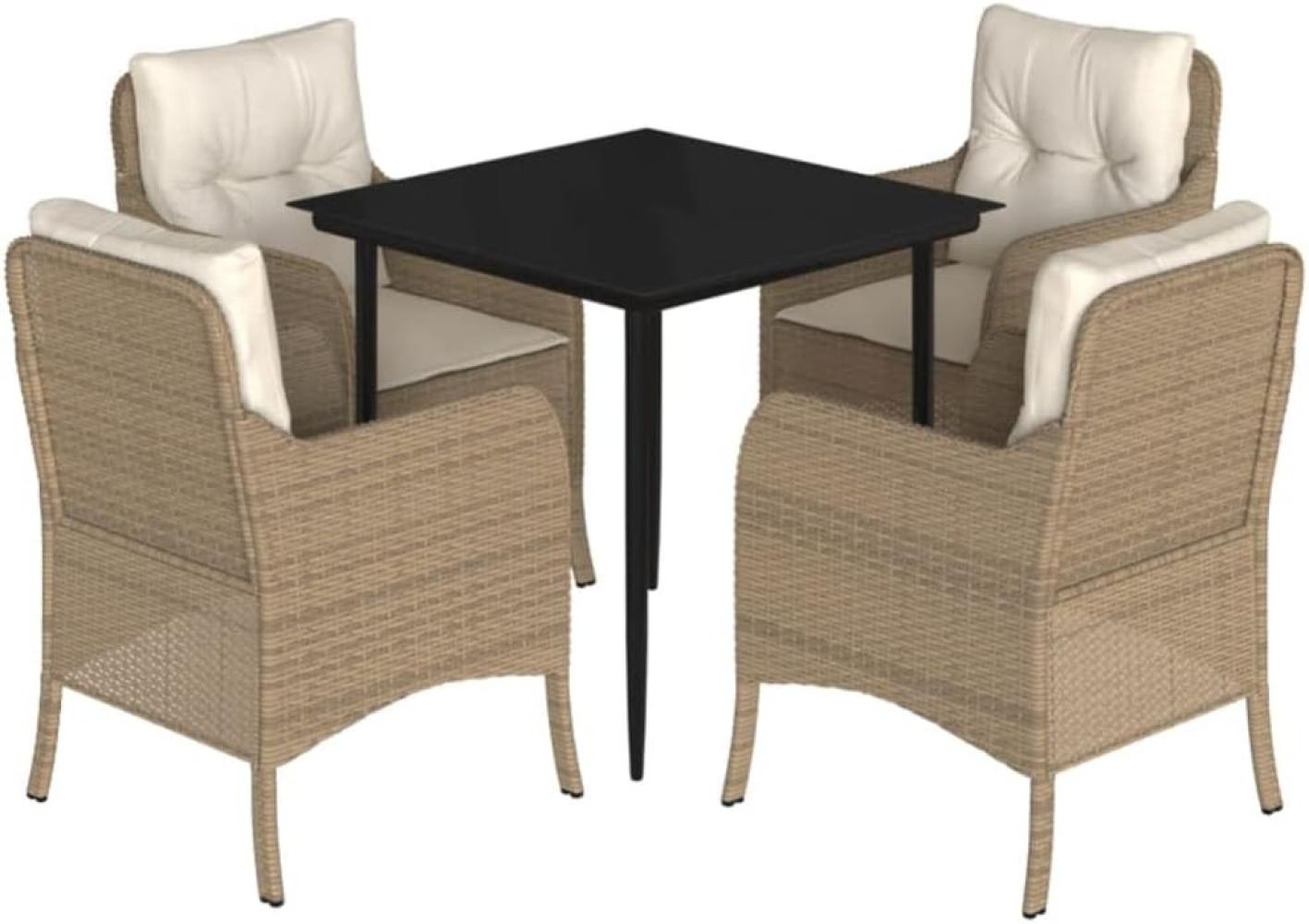 vidaXL 5-tlg. Garten-Essgruppe mit Kissen Beige Poly Rattan 3211963 Bild 1