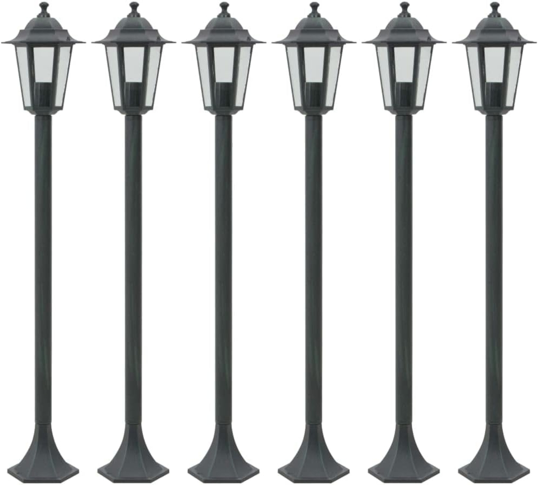vidaXL Garten-Pollerleuchte 6 Stk. E27 110 cm Aluminium Dunkelgrün 44214 Bild 1