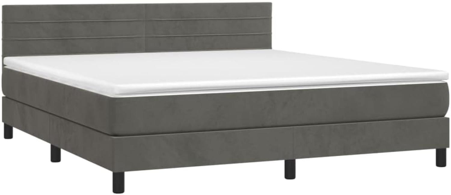 vidaXL Boxspringbett mit Matratze & LED Dunkelgrau 160x200 cm Samt 3134472 Bild 1