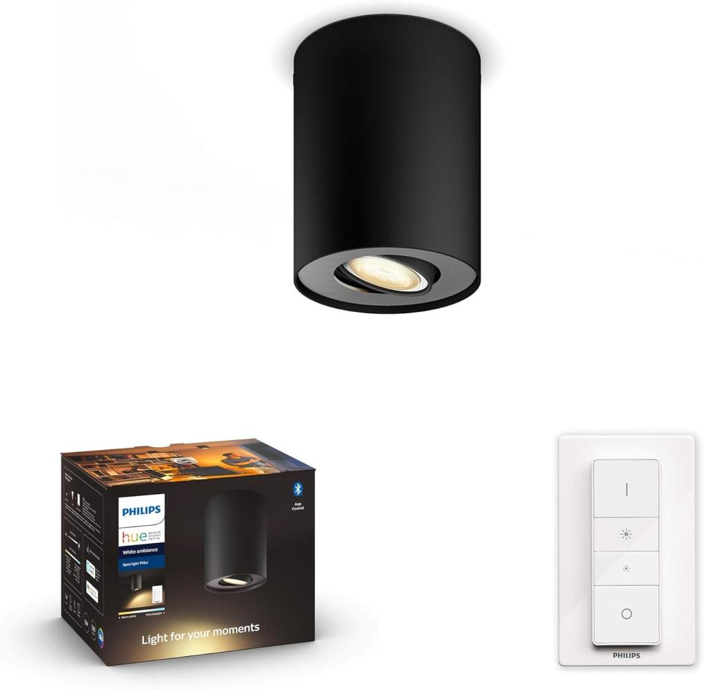 Philips Hue Pillar Single Spotlight - Black - With Dimmer Switch Bild 1