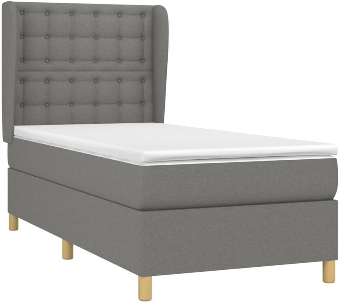 vidaXL Boxspringbett mit Matratze Dunkelgrau 90x200 cm Stoff 3128814 Bild 1