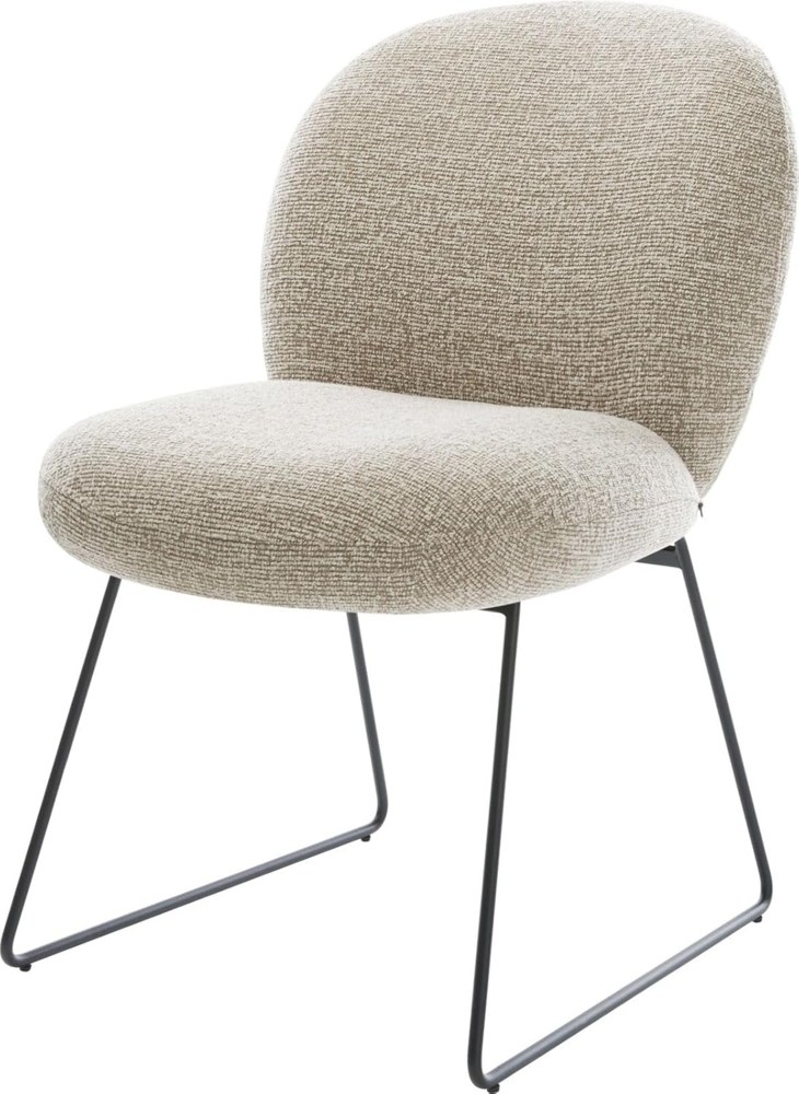 Esszimmerstuhl Nube-Flex Webstoff Soft Beige Kufengestell Schwarz Taschenfederkern Bild 1