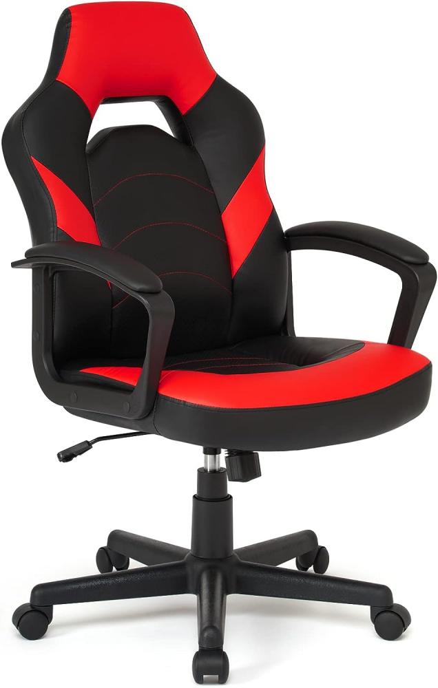 IntimaTe WM Heart Racing Stuhl, Ergonomischer Schreibtischstuhl, Computerstuhl, Gaming Drehstuhl, Racing Bürostuhl, Racing Stuhl für Erwachsene, PU-Leder Kombiniert mit Perforiertem Leder (Rot) Bild 1