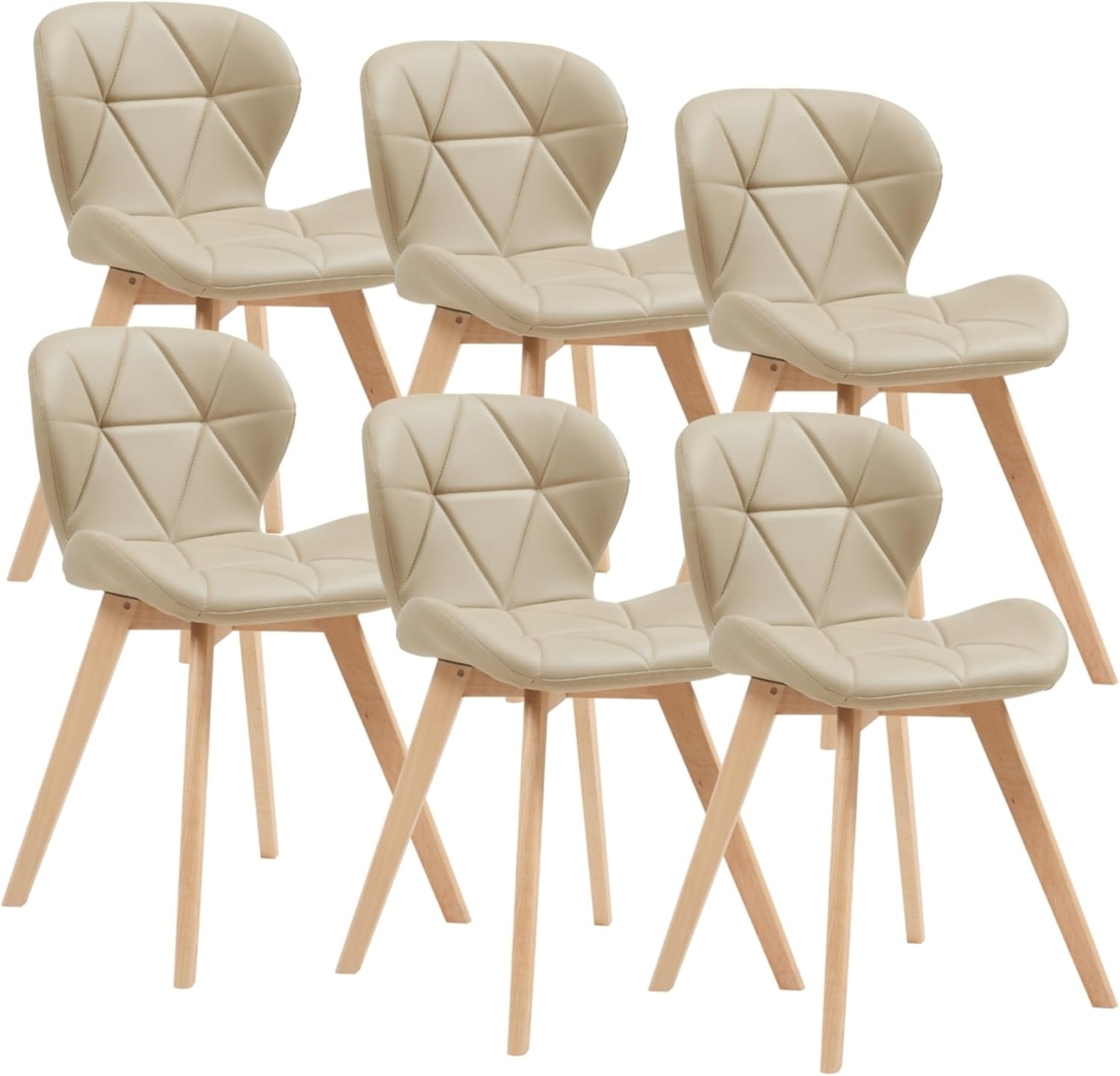 Esszimmerstuhl Älmhult 6-er Set 78x47x52 cm Kunstleder Beige [en. casa] Bild 1