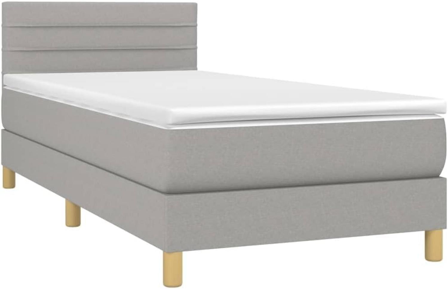 vidaXL Boxspringbett mit Matratze Hellgrau 90x200 cm Stoff, Härtegrad: H2 [3140665] Bild 1