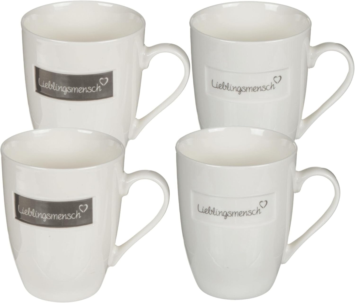 Bada Bing Tasse Tasse Lieblingsmensch Kaffeetasse Becher Teetasse mit Henkel, Porzellan New Bone, 4er Set Bild 1