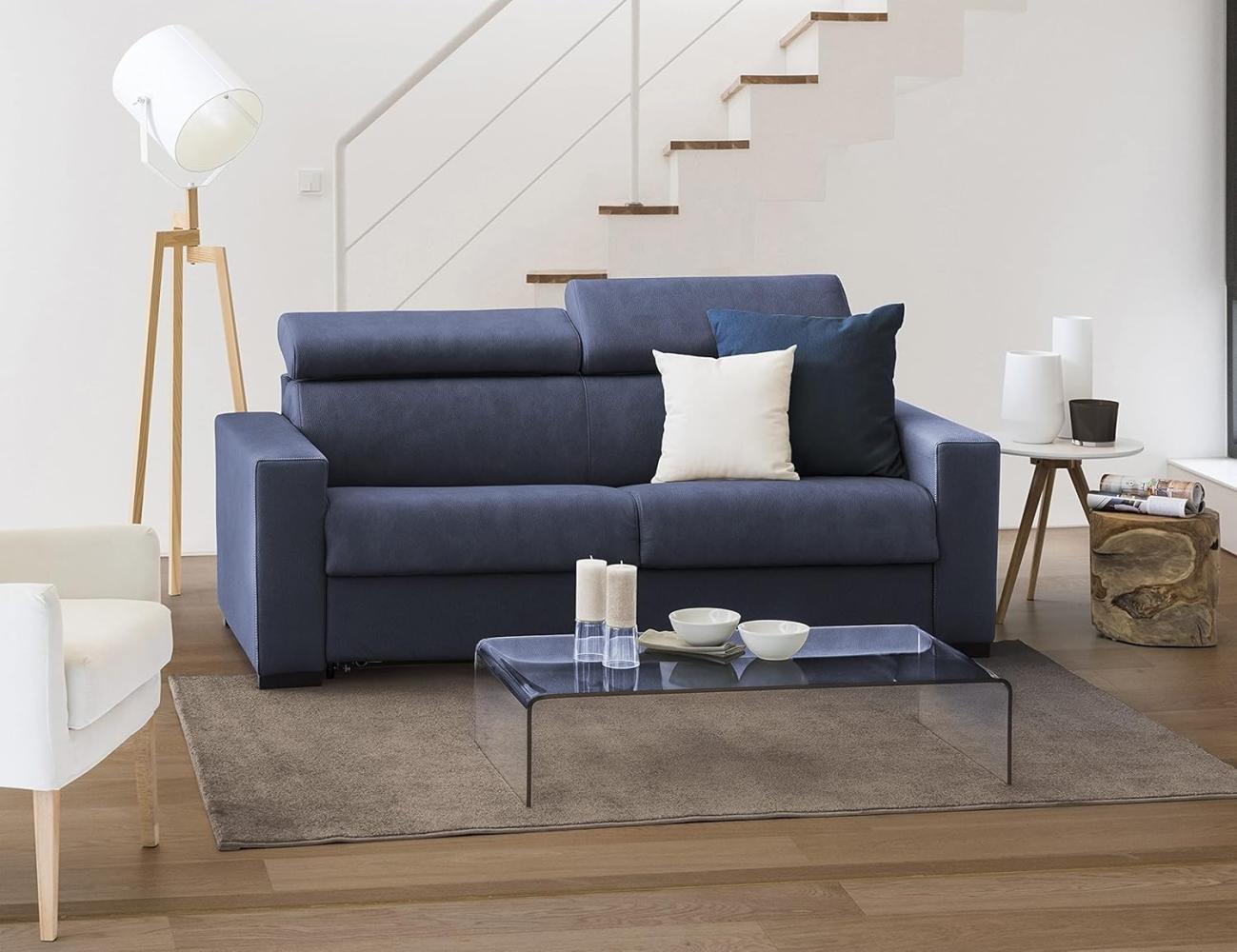 Talamo Italia Schlafsofa Sonia 3-Sitzer,Wohnzimmersofa,Made in Italy,Drehbare Öffnung mit Matratze und Netz inklusive,mit verstellbaren Kopfstützen und schmalen Armlehnen, Cm: 200x95h85, Farbe Blau Bild 1