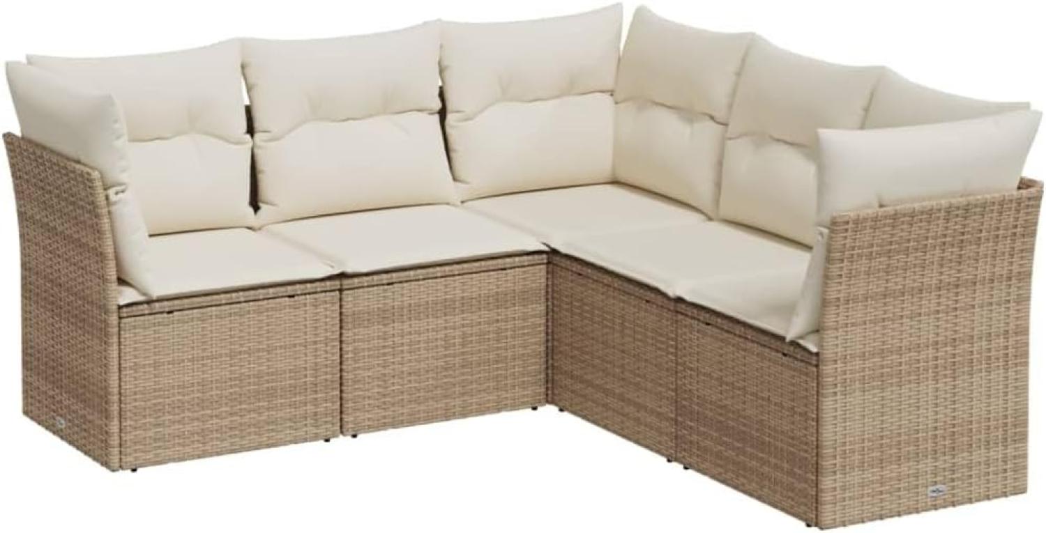 vidaXL 5-tlg. Garten-Sofagarnitur mit Kissen Beige Poly Rattan 3249457 Bild 1