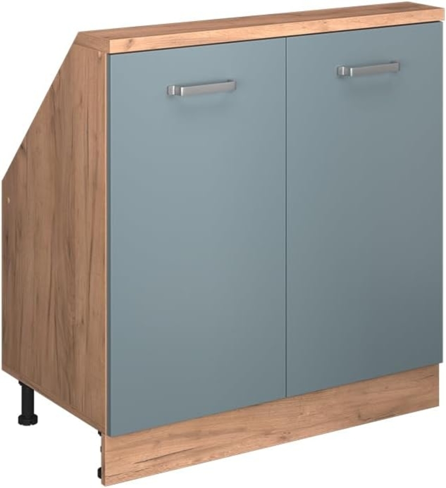 Dachschrägenschrank Rion Blau-Grau/Goldkraft Eiche mit 2 Türen Vicco Bild 1