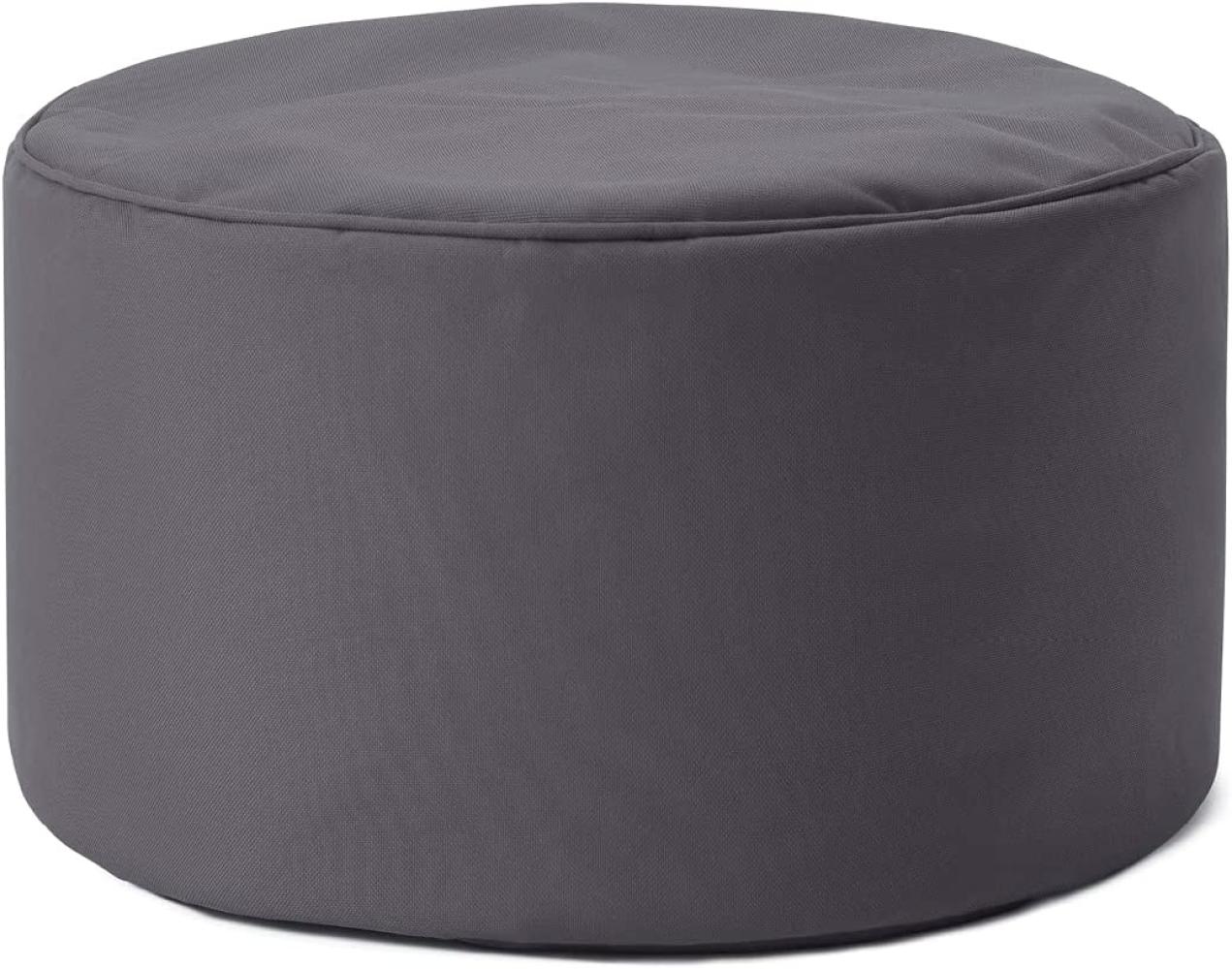 Lumaland Indoor Outdoor Sitzhocker 25 x 45 cm - Runder Sitzpouf, Sitzsack Bodenkissen, Sitzkissen, Bean Bag Pouf - Wasserabweisend - Pflegeleicht - ideal für Kinder und Erwachsene - Anthrazit Bild 1