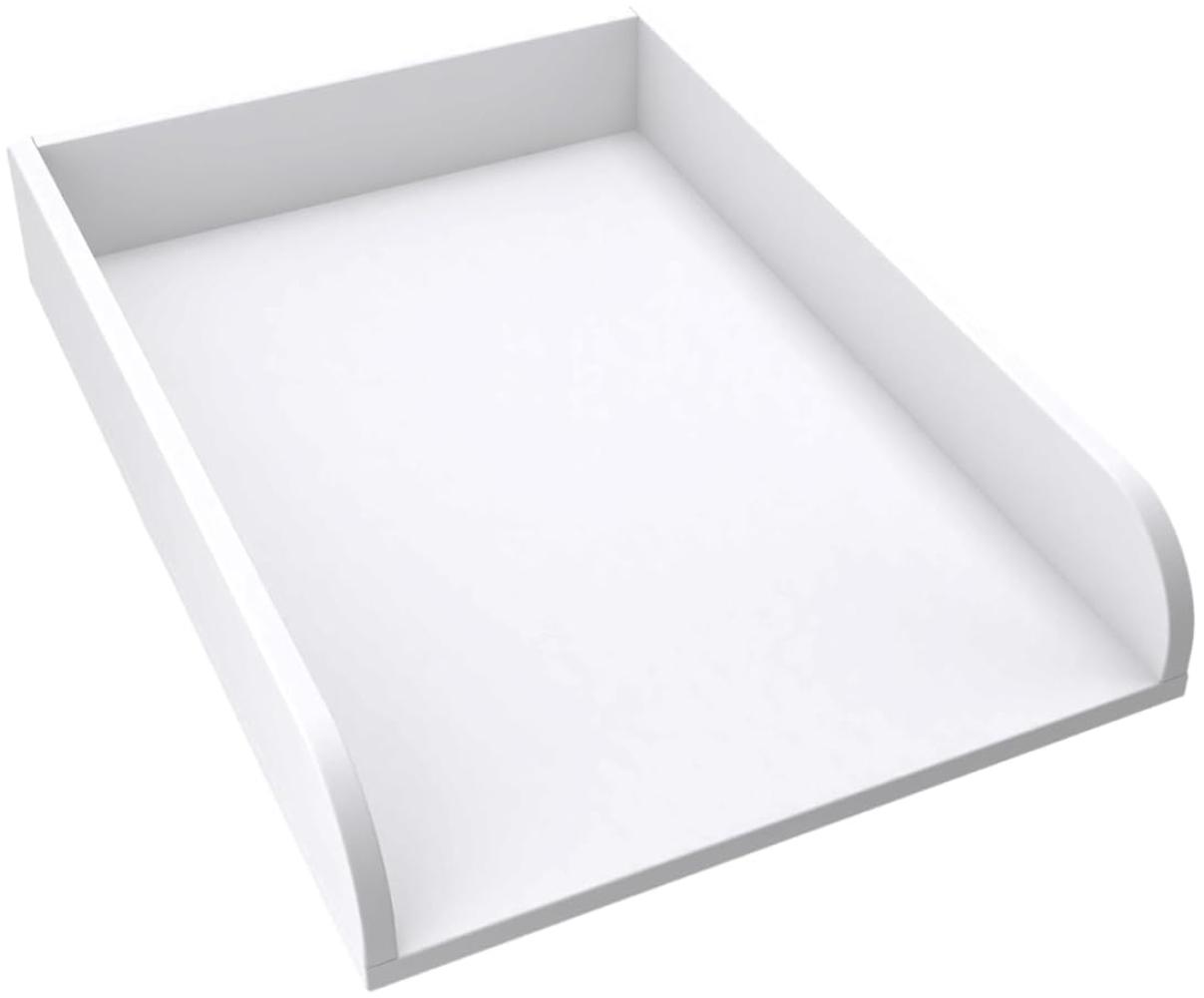 regalik Wickelaufsatz Universal, Wickeltischaufsatz für Kommoden in beliebiger Breite, Abnehmbar Wickelkommode aufsatz, Abgerundeten Frontplatten, Weiß, 2 mm ABS-Material, 72cm x 54cm Bild 1