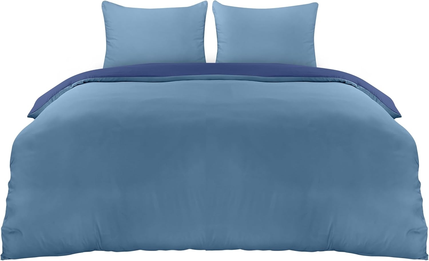 Utopia Bedding Bettwäsche 220x240 Set - Mikrofaser Bettbezug 240x220 cm + 2 Kissenbezüge 65x65 cm - Marineblau/Hellblau Bild 1