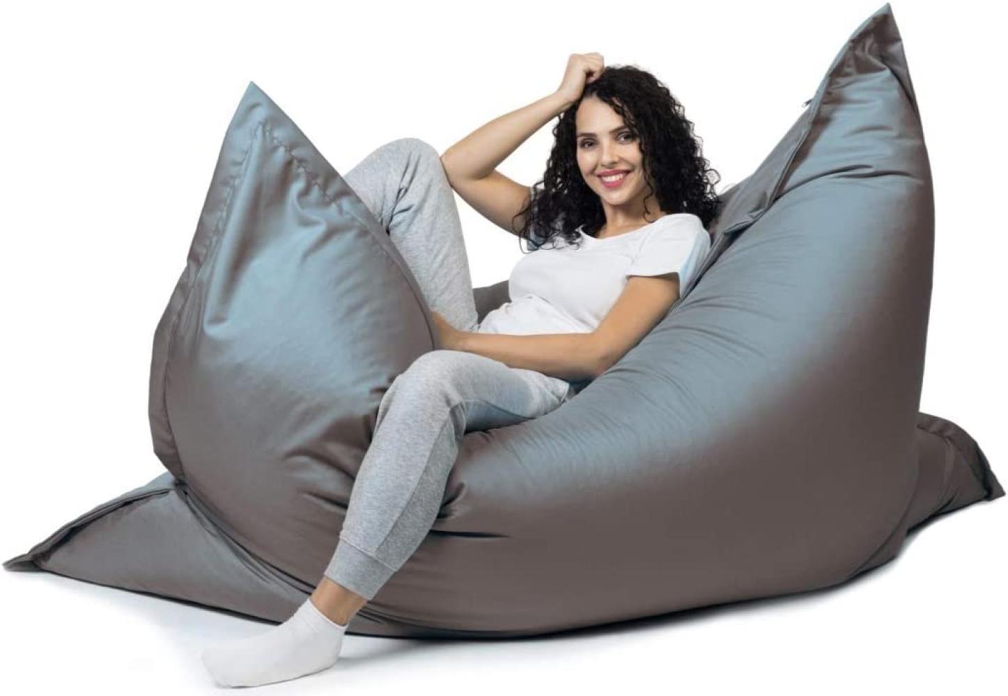 sunnypillow XL Sitzsack, Riesensitzsack Outdoor & Indoor 100 x 150 cm mit 140L Styropor Füllung Sessel für Kinder & Erwachsene Sitzkissen Sofa Beanbag viele Farben und Größen zur Auswahl Anthrazit Bild 1