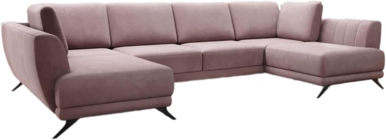 Designer Sofa Nina mit Schlaffunktion Samt Rosé Bild 1