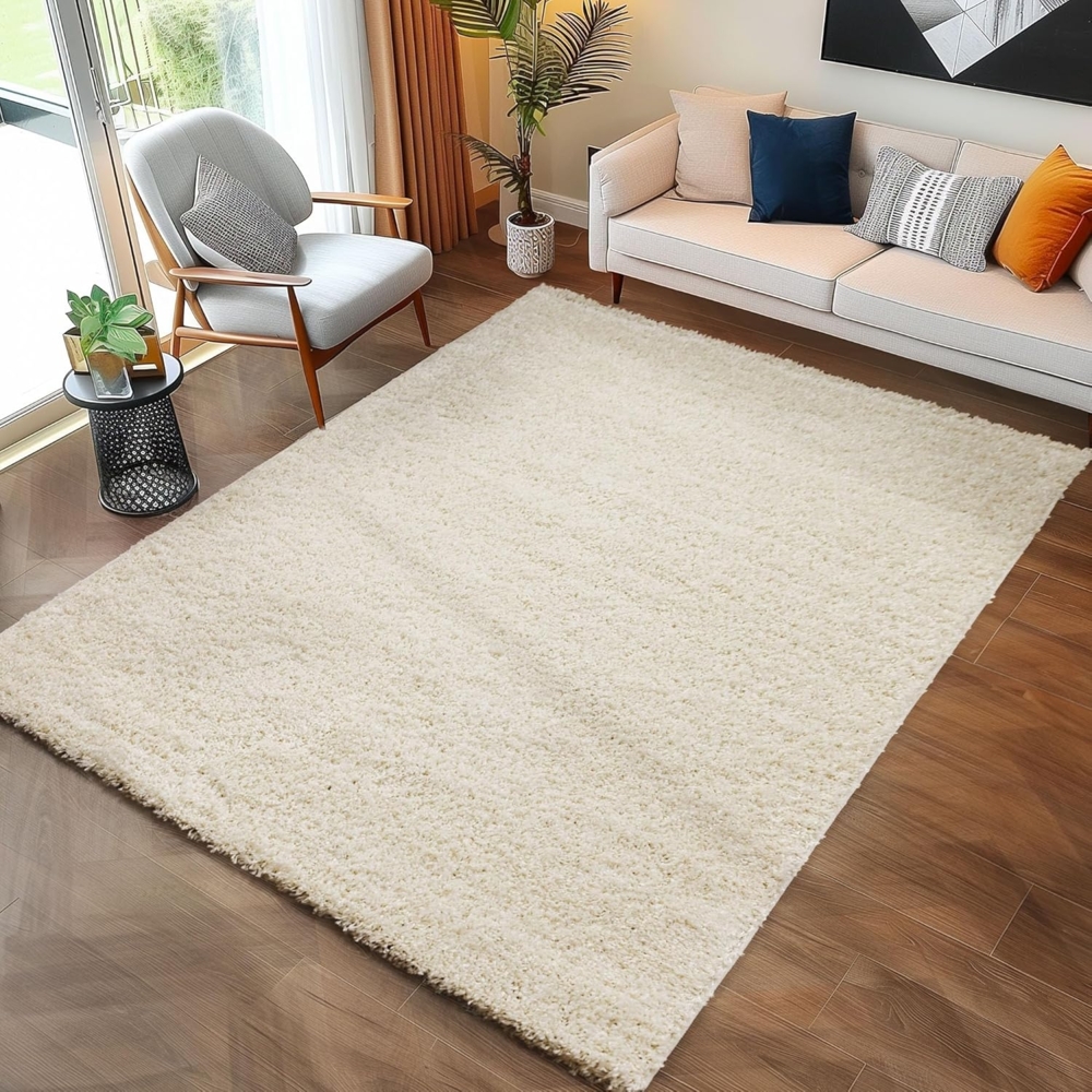 Carpettex Hochflor-Teppich Unicolor - Einfarbig, Läufer, Höhe: 30 mm, Einfarbig Shaggy Teppich Wohnzimmer Langflor versch. farben und größen Bild 1