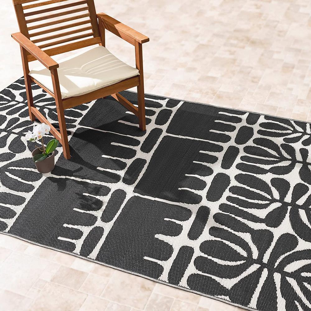 Fab Hab Outdoorteppich Serowe Black aus recyceltem Plastik schwarz wetterfest verschiedene Größen 180x270 cm Bild 1