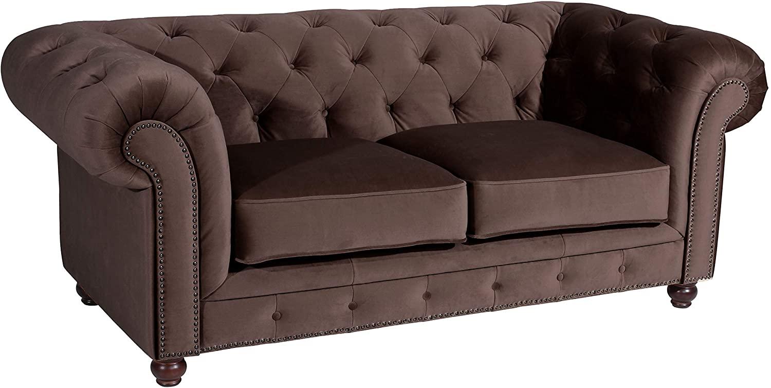 Orleans Sofa 2-Sitzer Samtvelours Dunkelbraun Buche Nussbaumfarben Bild 1