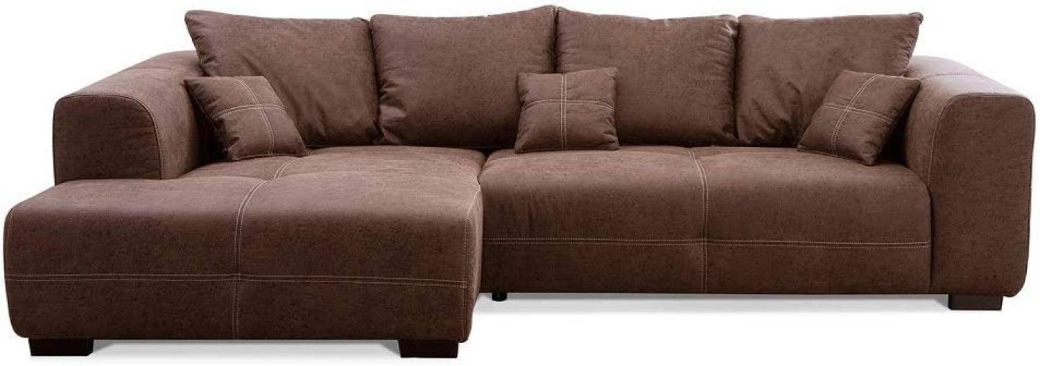 CAVADORE Ecksofa Mavericco inkl. Kissen / XXL-Eckcouch im modernen Design / Longchair links / 285 x 69 x 170 / Lederoptik cognac Bild 1