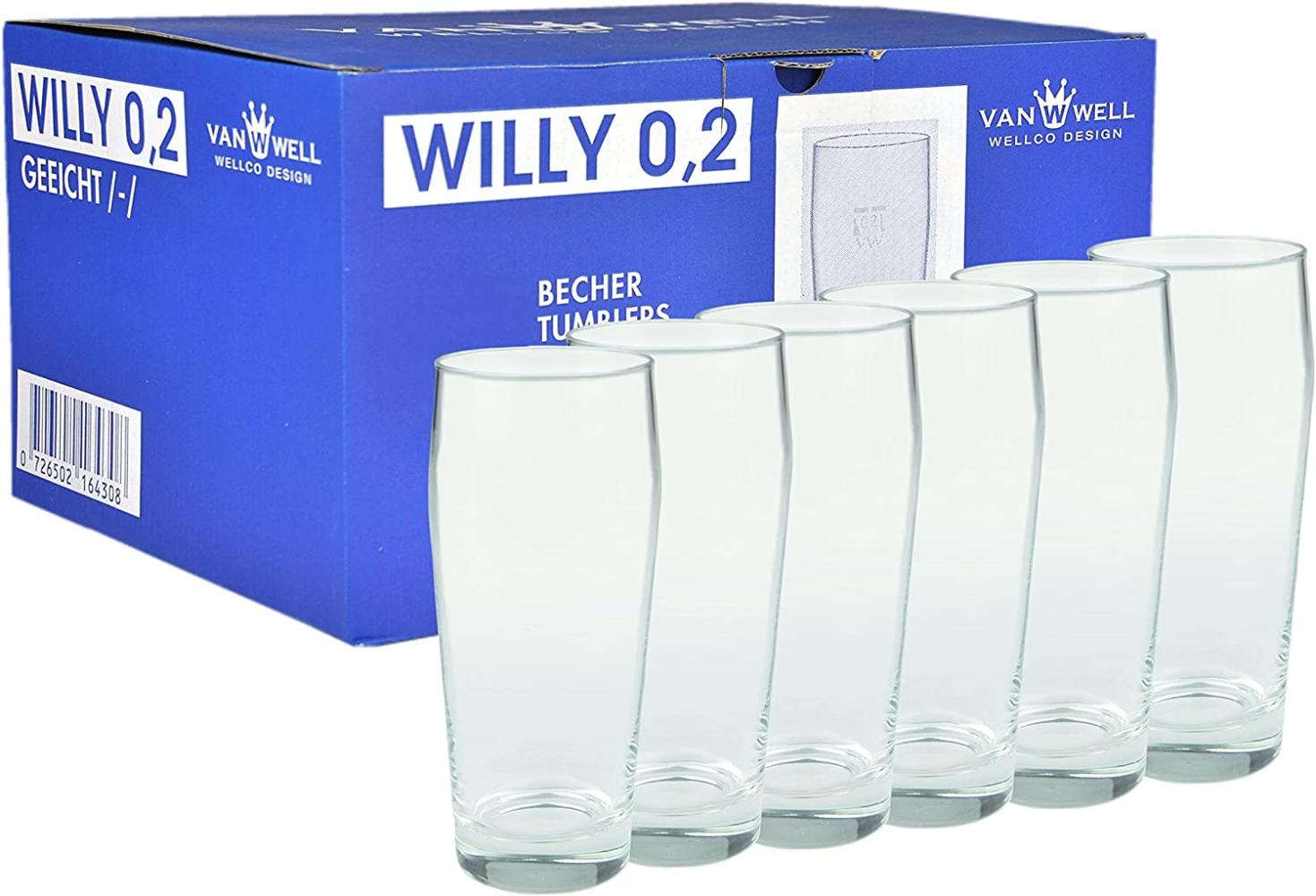 6er Set Bierglas Willibecher 0,2L geeicht Glas Biergläser Tumbler perfekt geeignet für Gastronomie Bild 1