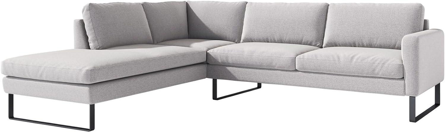 Ecksofa Engus 290x220 Flachgewebe Hellgrau Ottomane links Bild 1