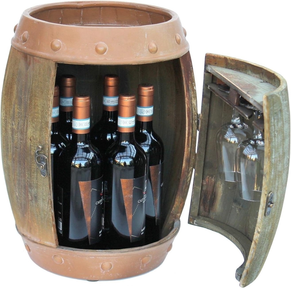 Weinregal Holz Weinfass Braun 44 cm 91361 Bar Flaschenregal Flaschenständer Klein Fass Holzfass Bild 1