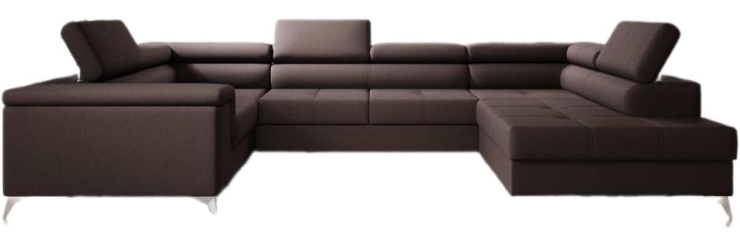 Designer Sofa Torino mit Schlaf- und Klappfunktion Stoff Dunkelbraun Rechts Bild 1