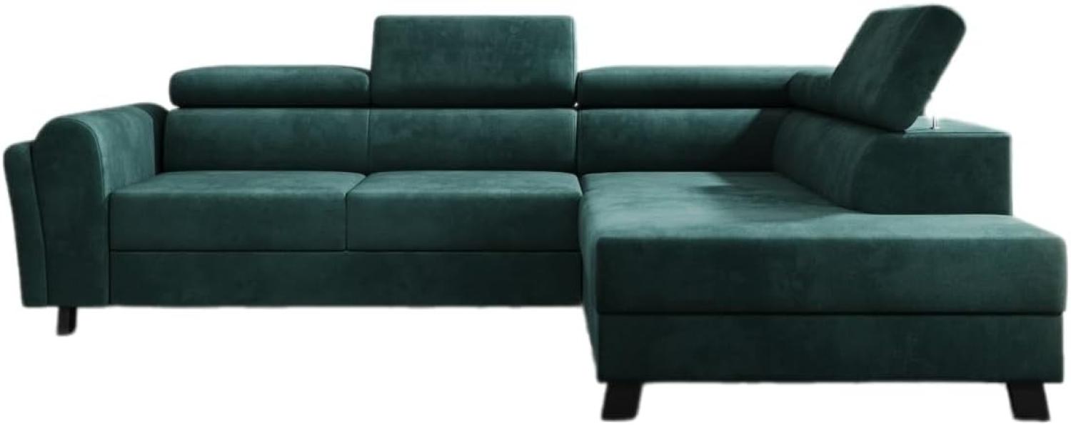 Designer Sofa Kira mit Schlaf- und Klappfunktion Samt Grün Rechts Bild 1