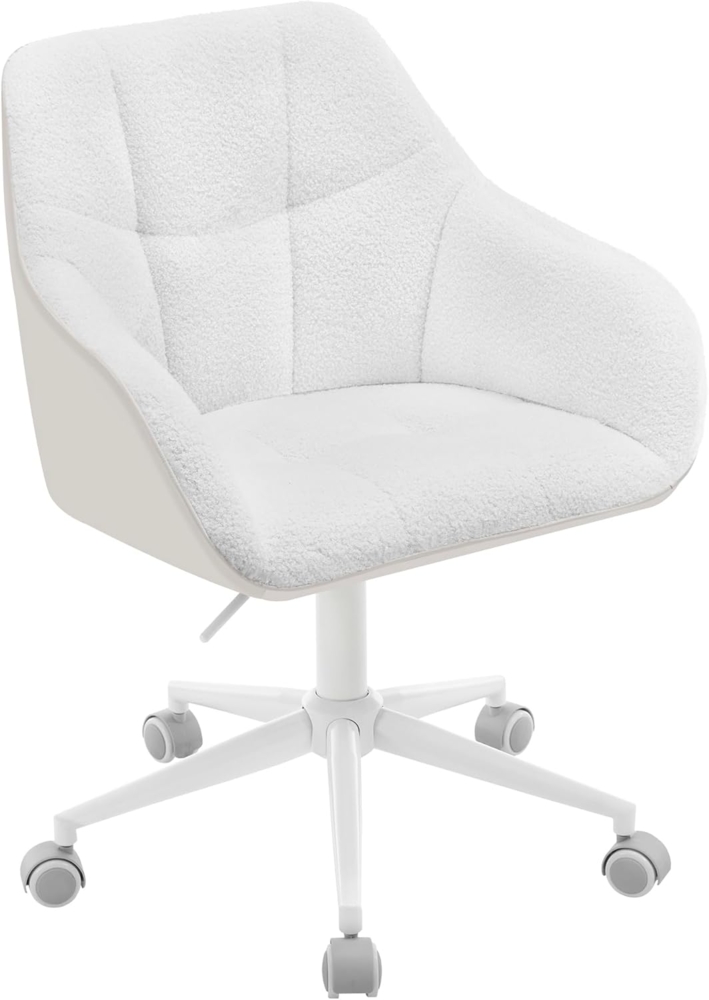 WOLTU Homeoffice Stuhl, Schreibtischstuhl, Drehstuhl, Schminkstuhl, höhenverstellbar, 150 kg belastbar, mit Bouclé-Sitz, Creme+Beige, BS175grcm Bild 1