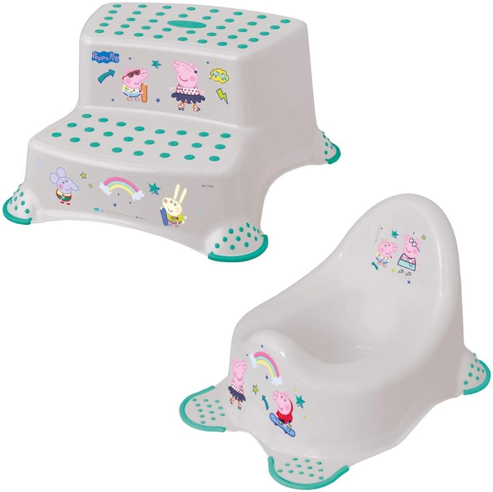 Keeeper 2-teiliges Badeset Schemel zweistufig und Baby Töpfchen Peppa Soft Grey Bild 1