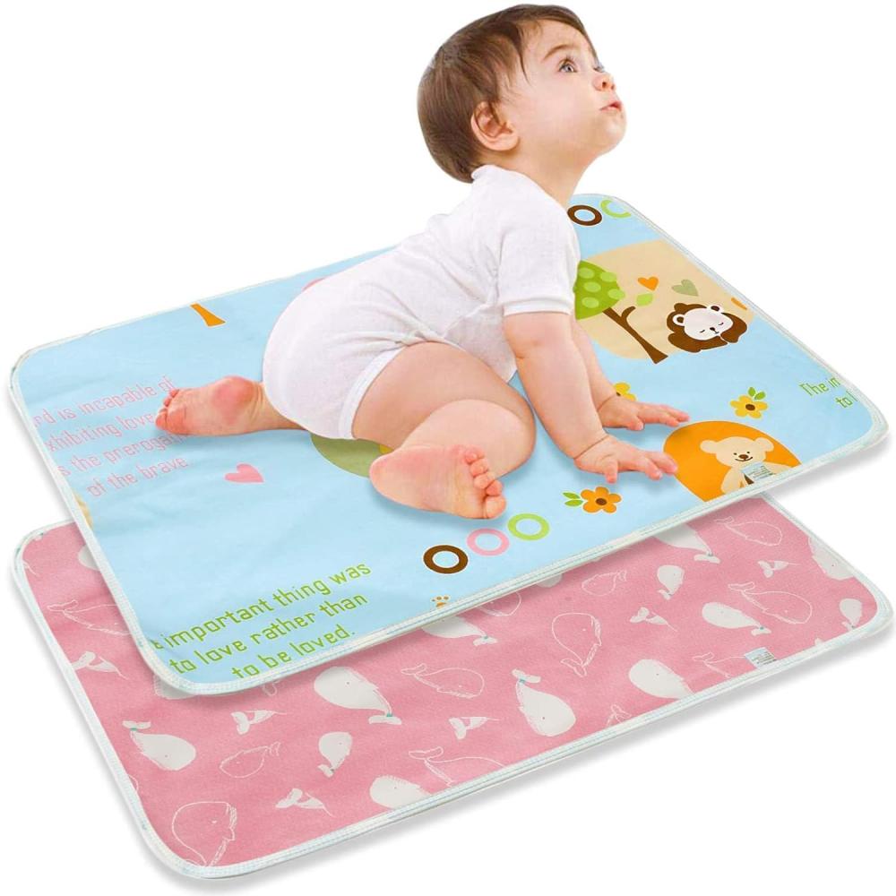 2 Stück Baby Wasserdicht Wickelunterlage für Babys und Kleinkinder Wickelauflage Waschbar Tragbare Faltbar Haustiere Female Elderly Nursing Mat 50x70 cm Bild 1