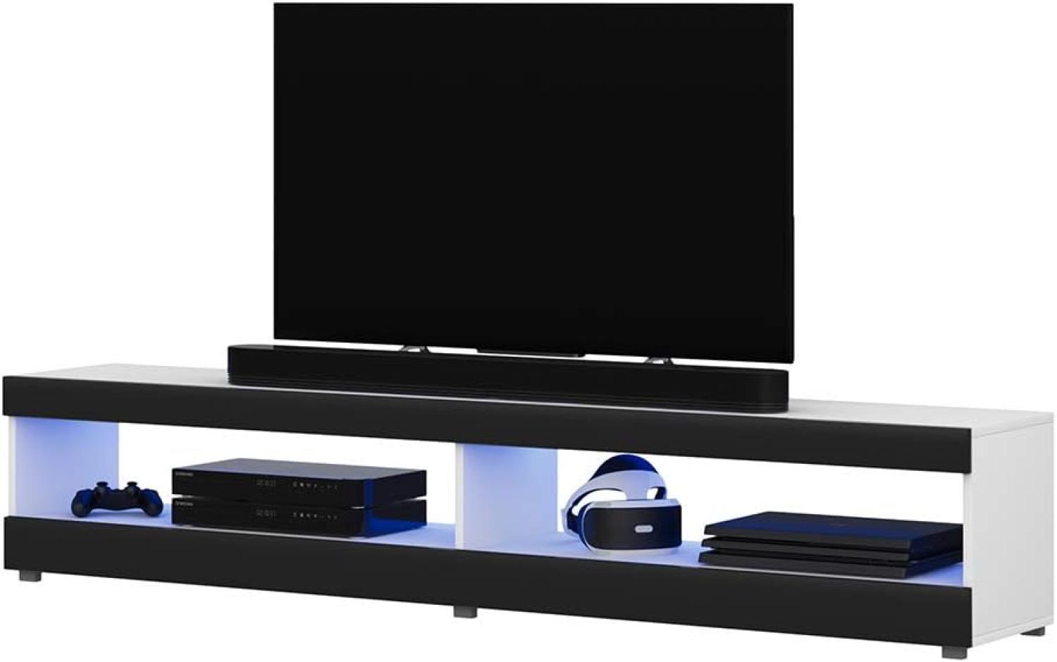 Selsey TV-Lowboard, Weiß Matt/Schwarz Hochglanz, 140 cm Bild 1