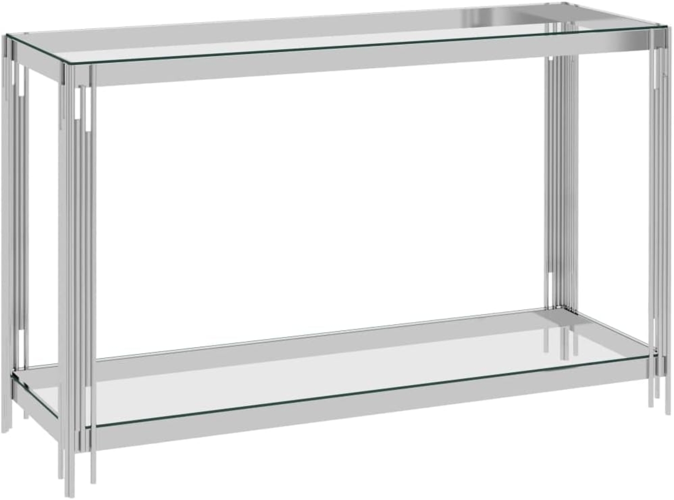 vidaXL Beistelltisch Silbern 120 x 40 x 78 cm Edelstahl und Glas [289023] Bild 1