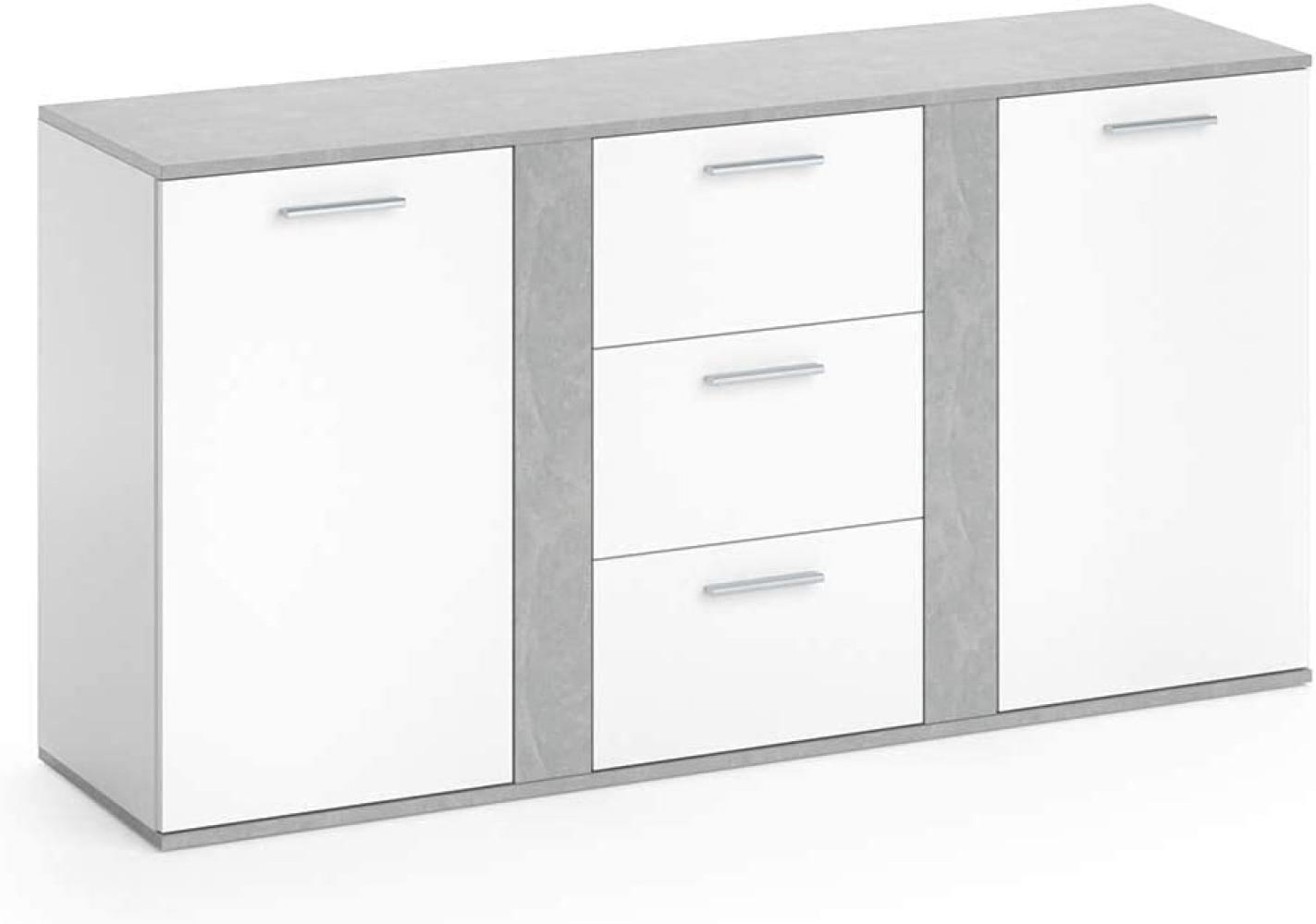 Vicco Sideboard Novelli Highboard Kommode Anrichte Schrank 2 Türen Weiß Beton Bild 1