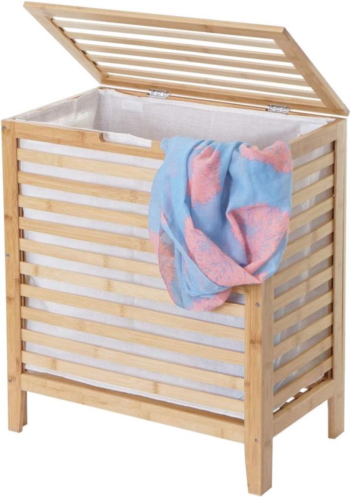 Wäschekorb HWC-B92, Laundry Wäschetruhe Wäschebox Wäschesammler Wäschebehälter Wäschetonne, Bambus 61x51x31cm 65l Bild 1