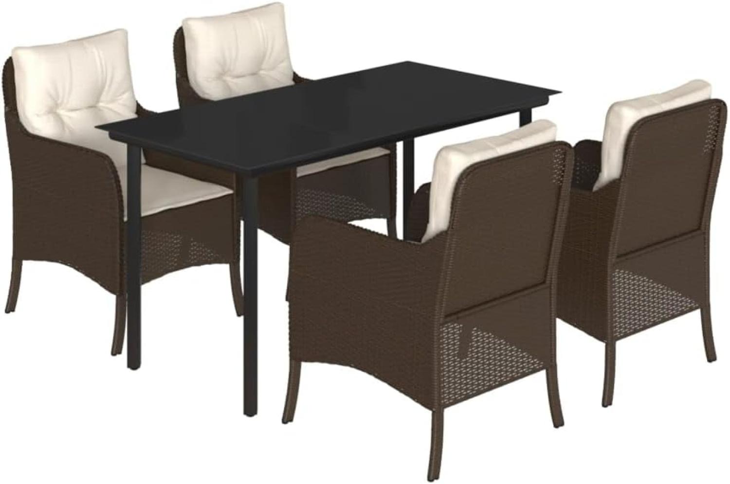 vidaXL 5-tlg. Garten-Essgruppe mit Kissen Braun Poly Rattan 3211943 Bild 1