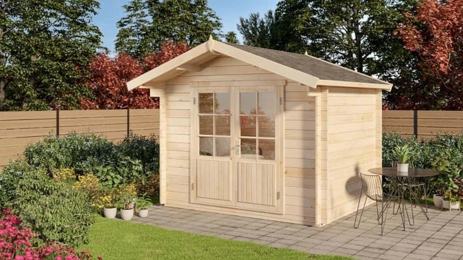 Alpholz Garten- und Gerätehaus Roger-34 Imprägniert Gartenhaus aus Holz in Braun Holzhaus mit 34 mm Wandstärke Blockbohlenhaus mit Montagematerial Bild 1