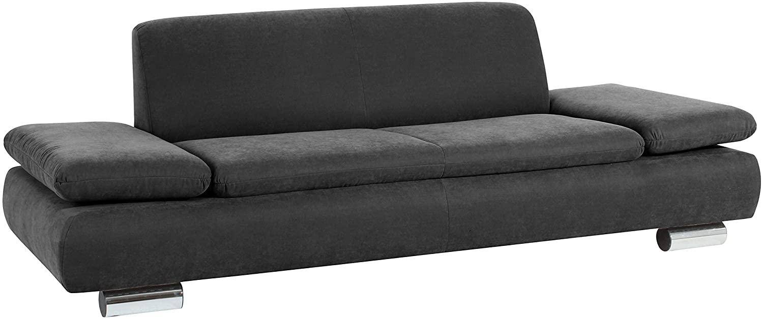 Terrence Sofa 2,5-Sitzer Veloursstoff Anthrazit Metallfüße verchromt Bild 1