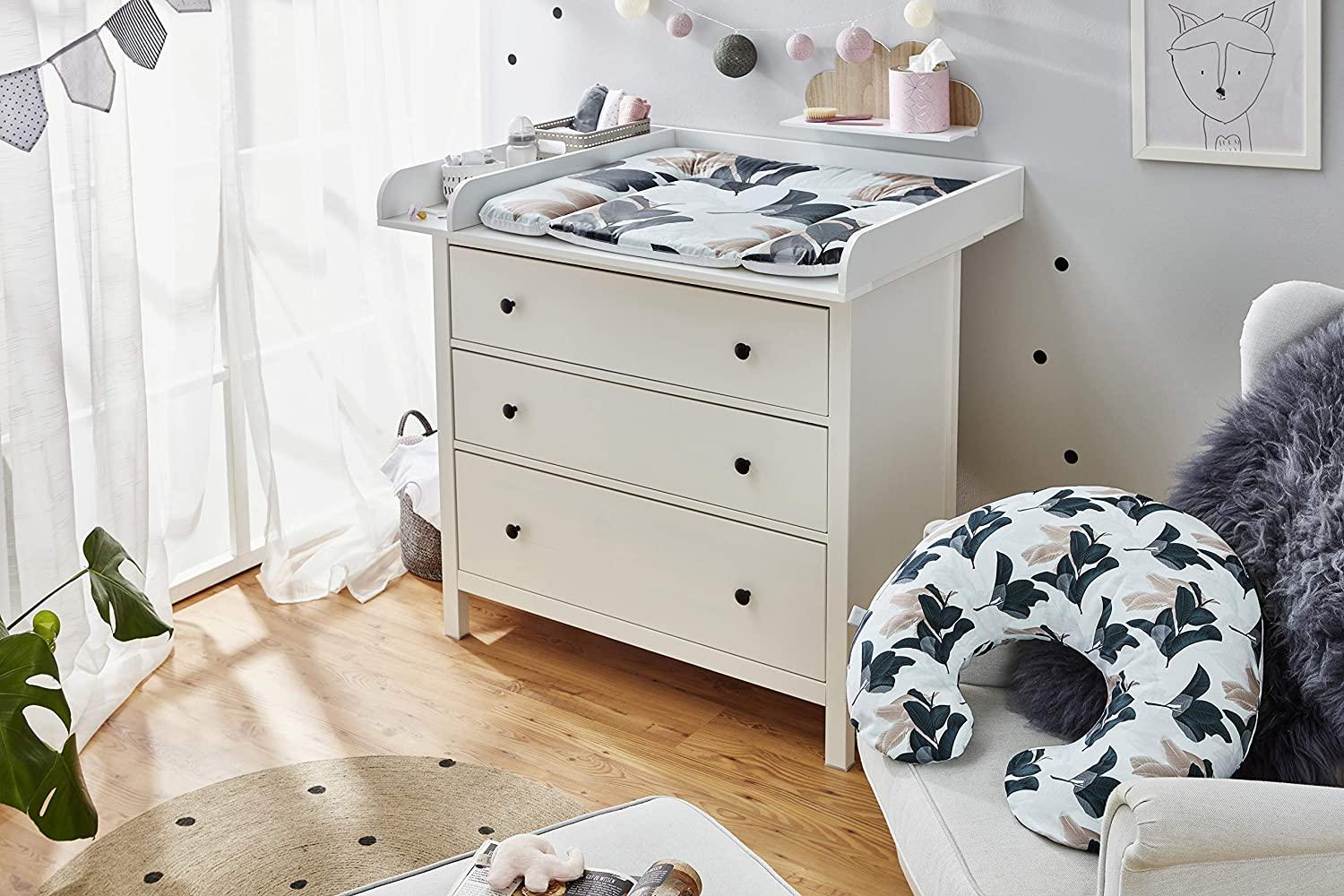 Rotho Babydesign Stillkissen-Set Mini, 180x33 cm, Inkl. Breite Wickelauflage, 85x72 cm, ab 0 Monate, Nordic Garden Bild 1