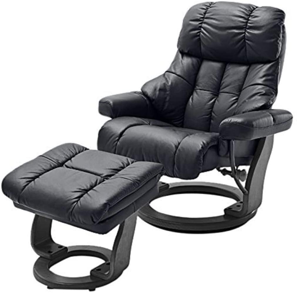 Relaxsessel Calgary XXL schwarz Leder mit Hocker/ Schwarz Bild 1