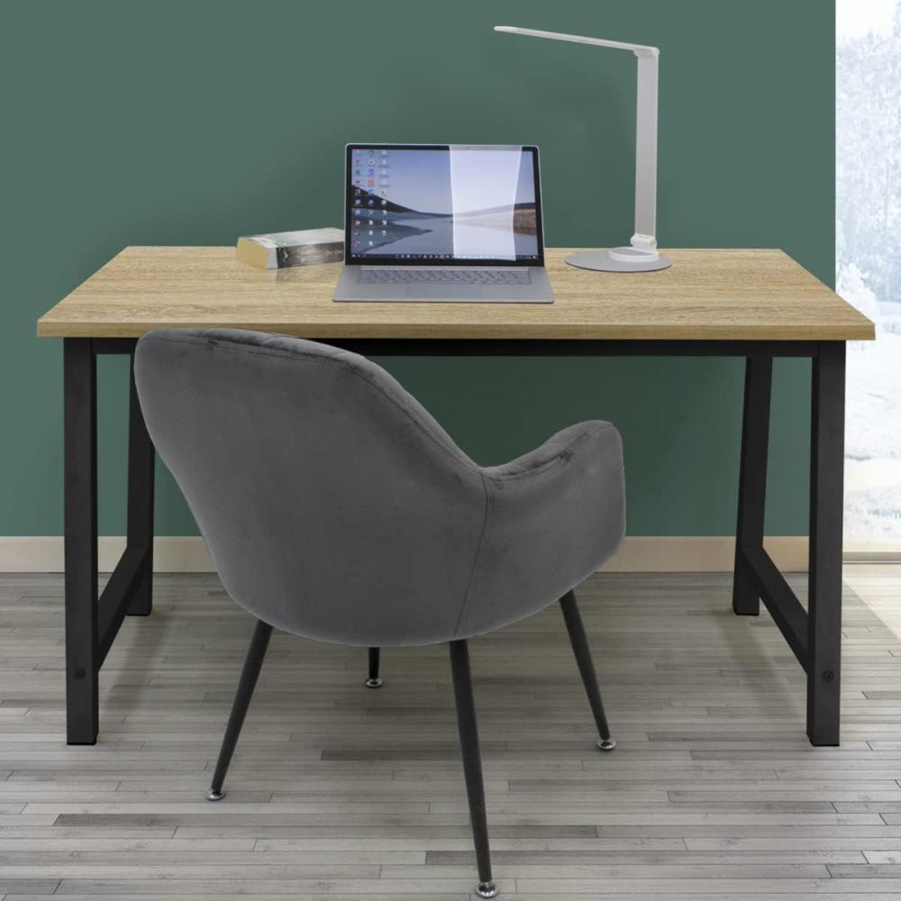 ML Design Schreibtisch Computertisch 120x60x75 cm aus Holz, Eiche-Schwarz, mit stabiles Metallgestell für Home Office Schule, einfacher Aufbau, Multifunktional - Bürotisch Arbeitstisch Laptoptisch Bild 1