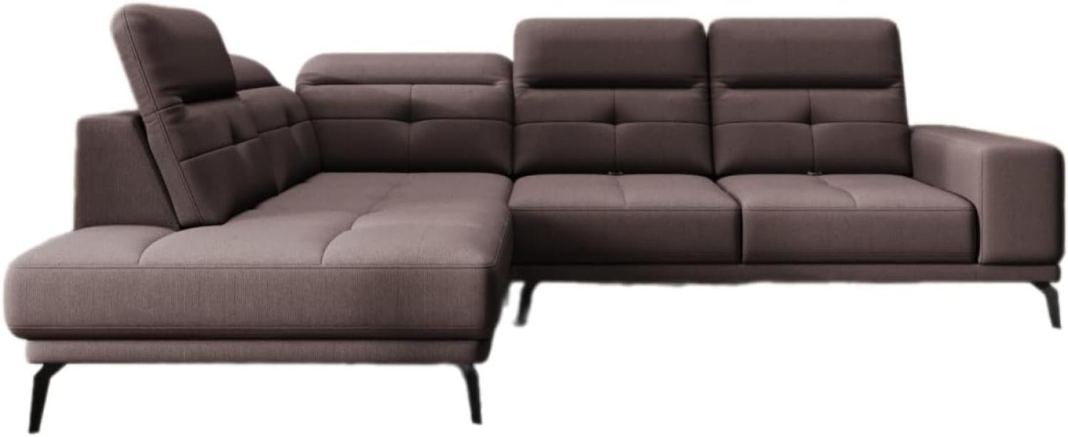 Designer Sofa Isabella mit verstellbarer Kopf- und Rückenlehne Stoff Dunkelbraun Links Bild 1